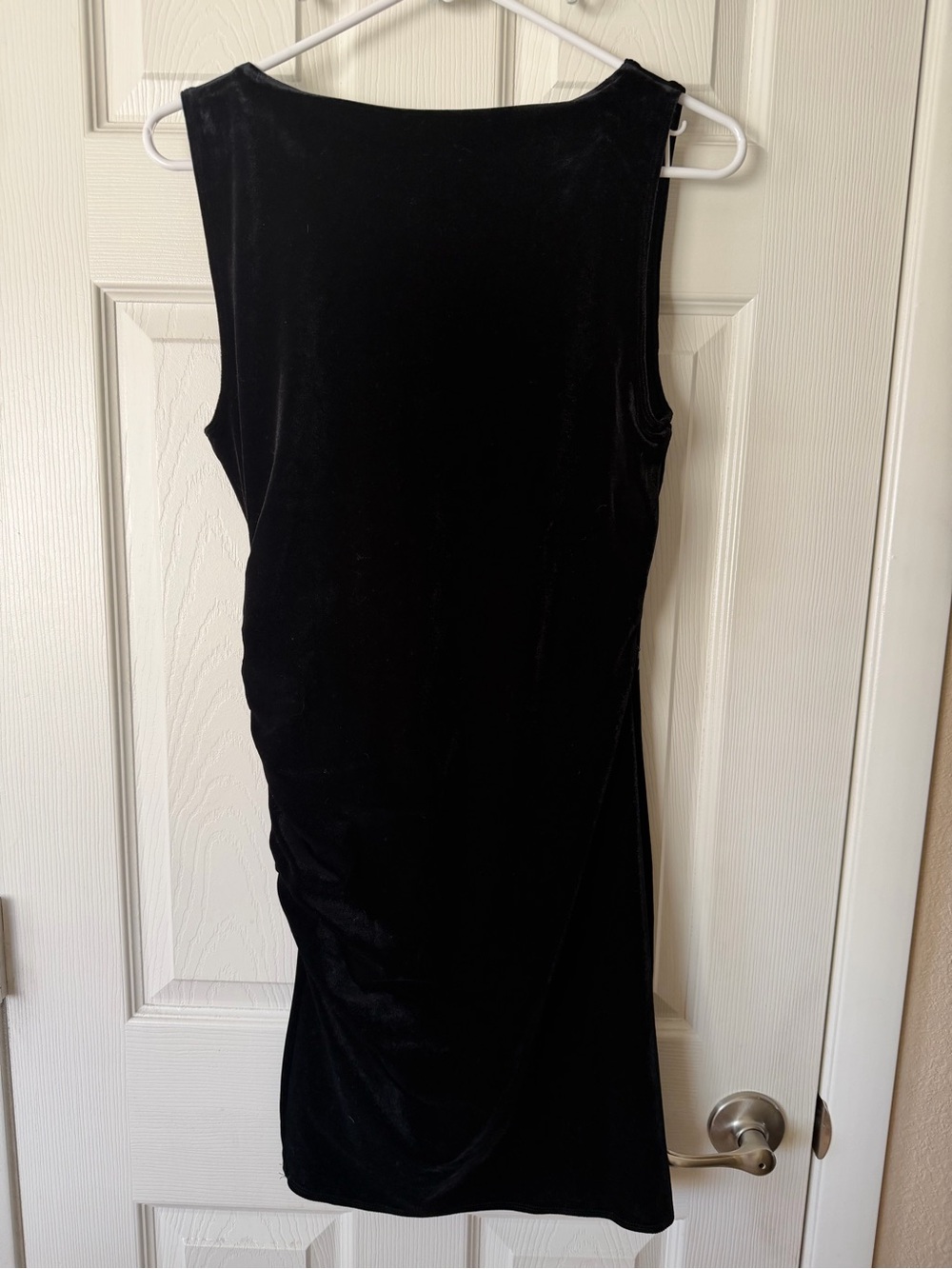 Good American Black Velvet Midi Sleeveless Ruched Dress - Picture 5 of 5